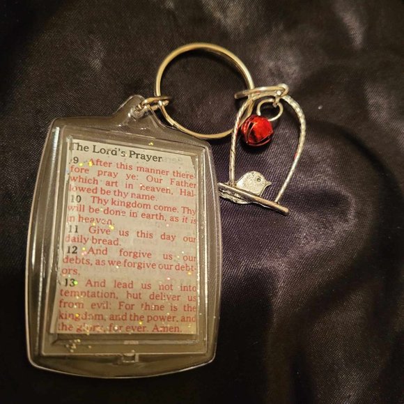 Bible Scripture Keychain with Bird & Bell Pendant with Brand New Pocket Bible - Picture 4 of 4